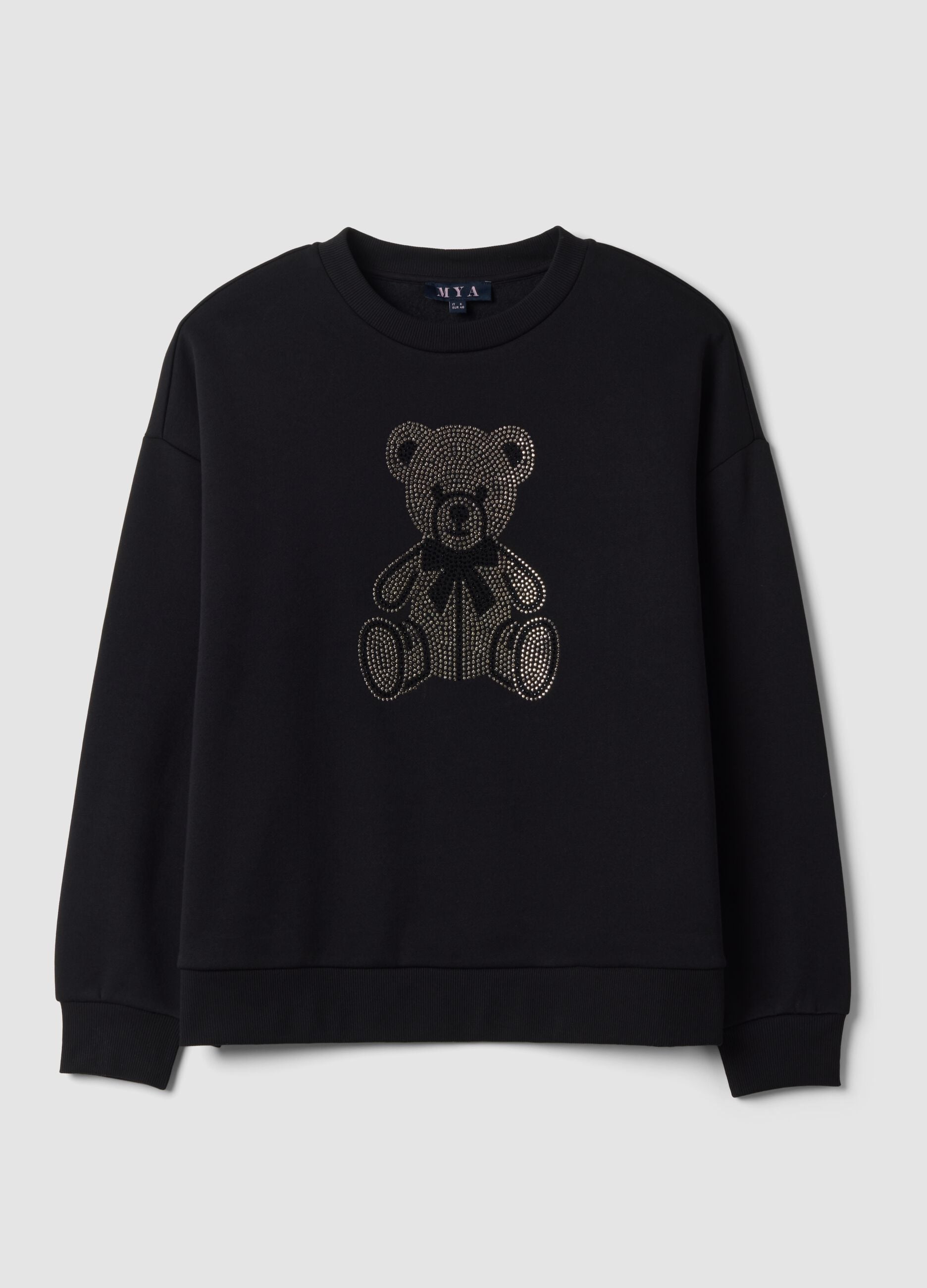 Black cotton-blend crew-neck sweatshirt
