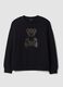 Black cotton-blend crew-neck sweatshirt_0