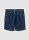 Slim Fit Blue Denim Cotton Blend Shorts_4