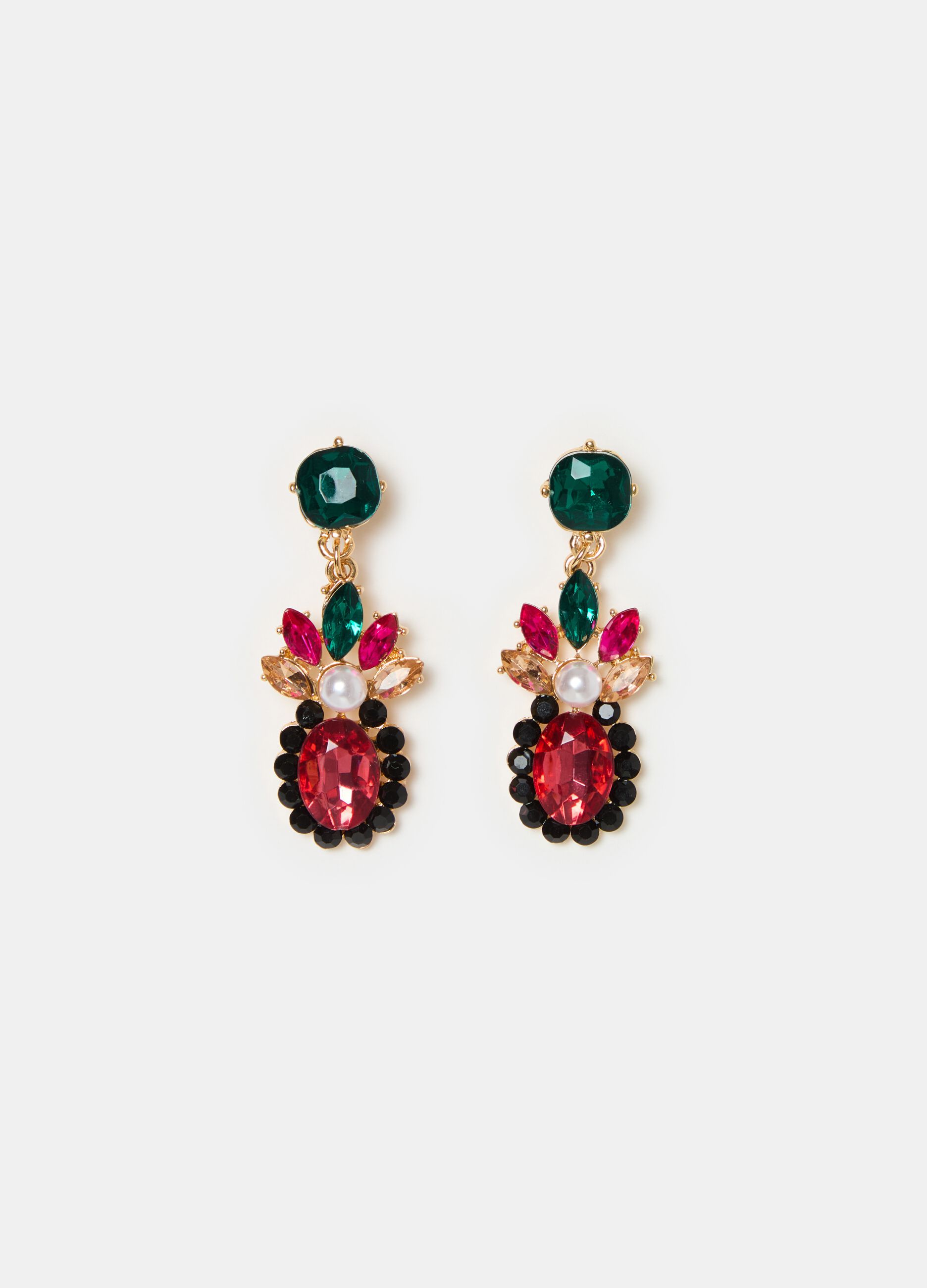 Earrings with multicoloured stones