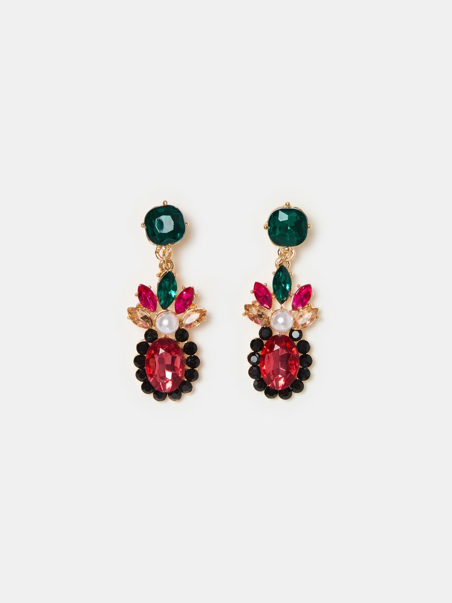 Earrings with multicoloured stones_0