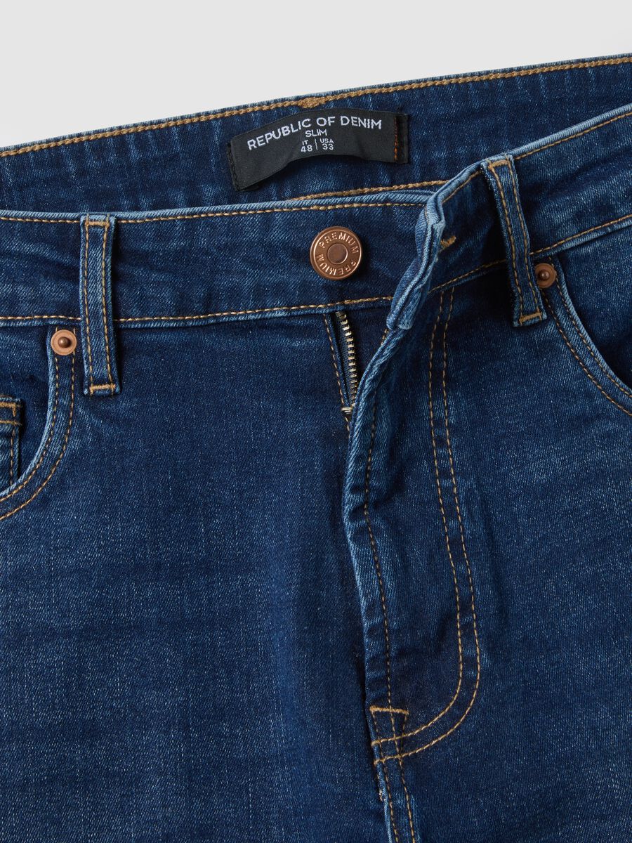 Slim Fit Blue Denim Cotton Jeans_5