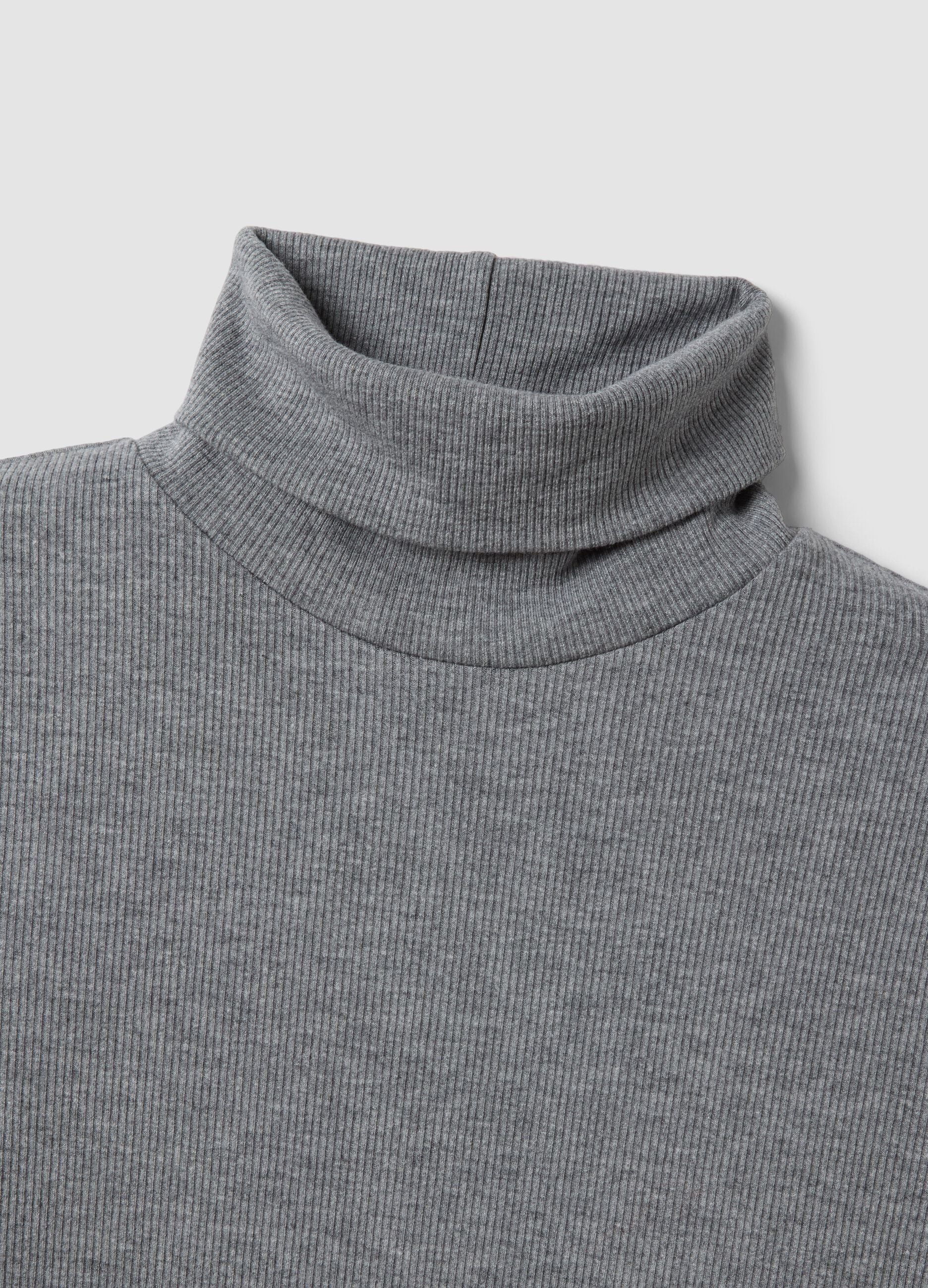 Grauer Pullover aus elastischer Viskose mit Rundhalsausschnitt, Regular Fit