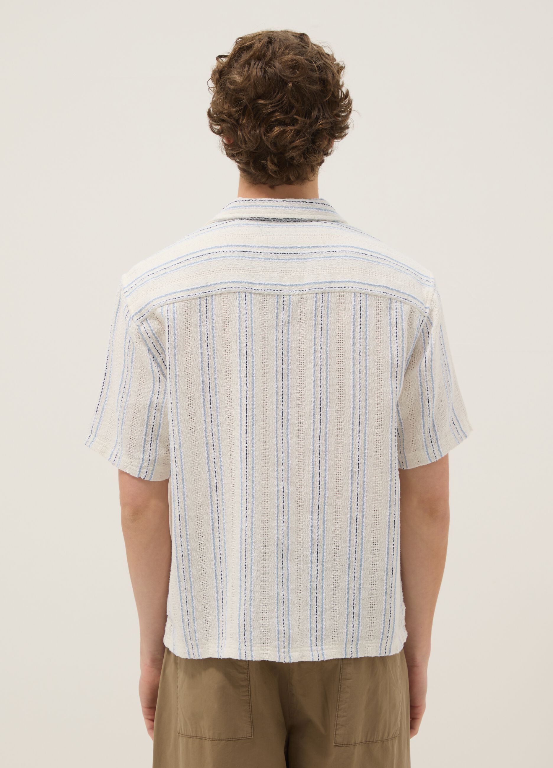 White striped cotton-blend oversized shirt
