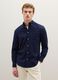 Blue long sleeve shirt in pure cotton flannel regular fit_1
