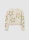 Girls' beige regular fit sweater with decorative stars_4