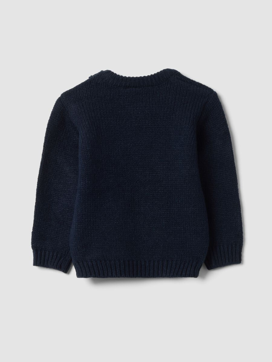 Blue crew-neck cable-knit jumper_1