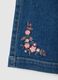 Blue denim wide leg trousers with embroidery for girls_2