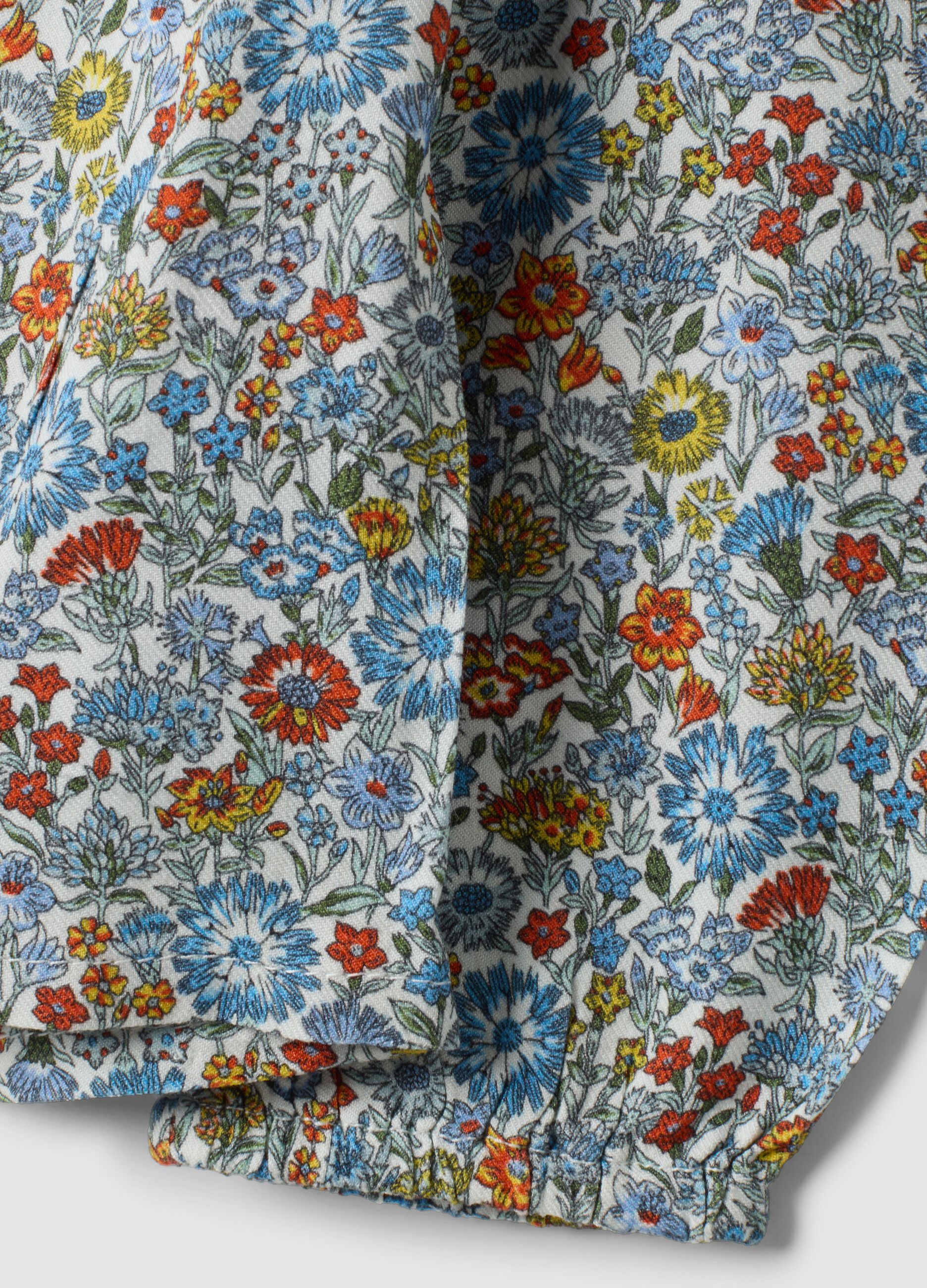 Camicia multicolor in pura viscosa con colletto ricamato