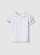 White stretchy cotton girls' polo shirt regular fit with embroidery_0