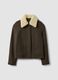 Green wool-blend and viscose jacket with contrast collar_0