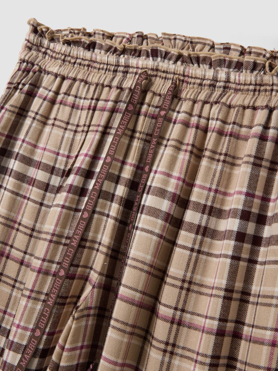 Beige Pyjamahose aus reiner Viskose mit Karomuster_5