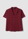 Camicia over fit rossa in misto viscosa a maniche corte_0