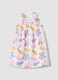 White pure cotton dress with floral print_0