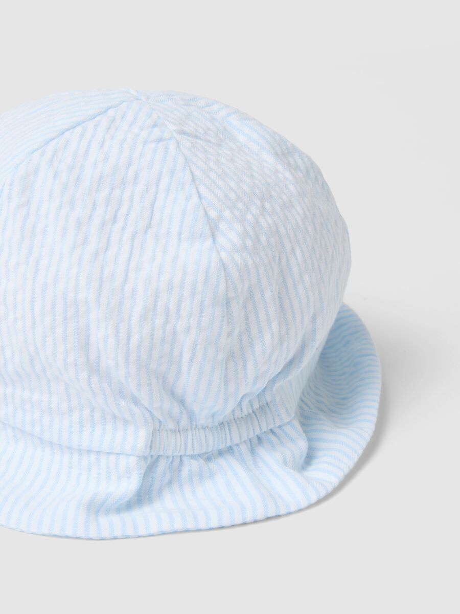 Baby's pure cotton multicoloured striped hat with brim_1