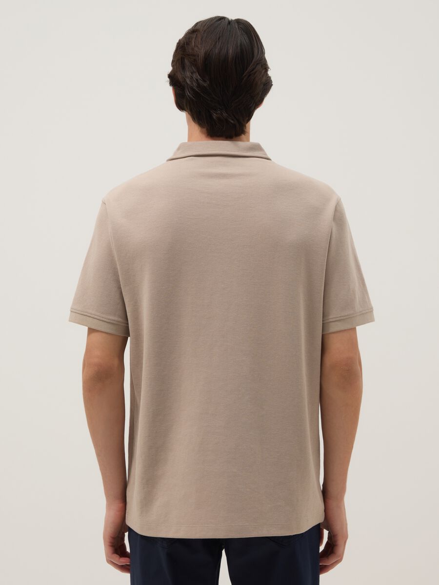 Beige Stretch Cotton Polo Regular Fit_2