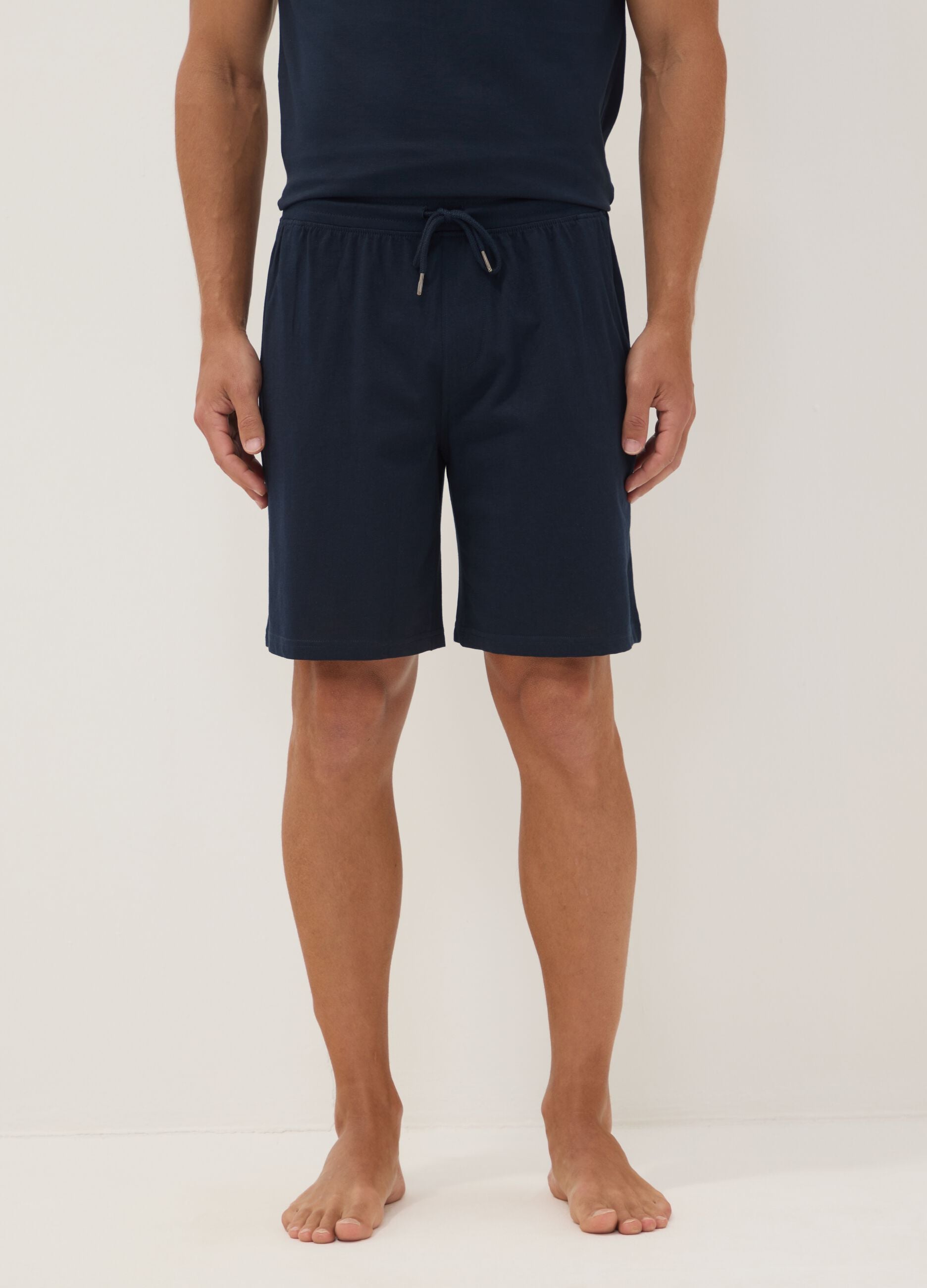 Blaue Pyjamashorts aus Bio-Baumwolle