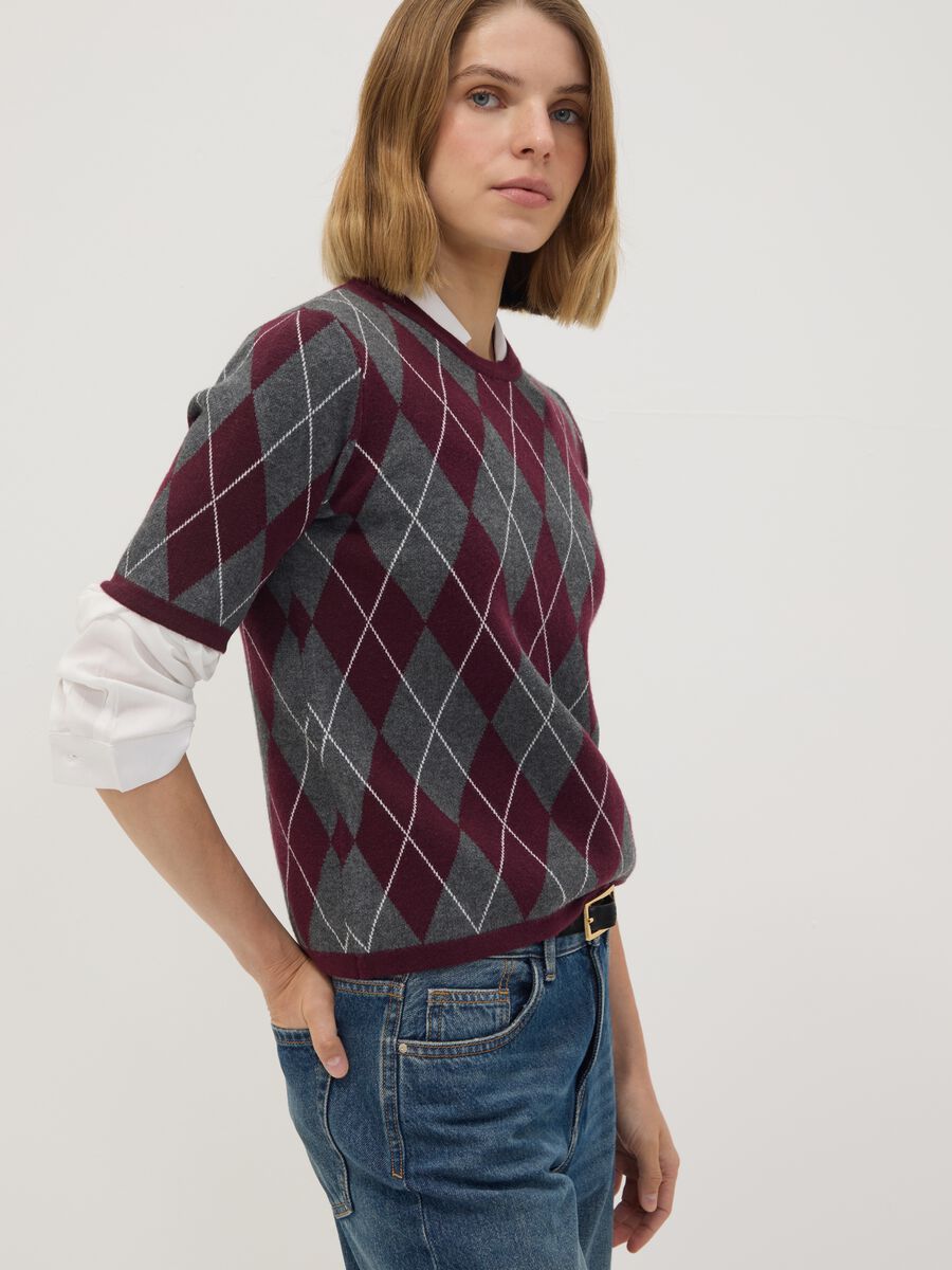 Maglia multicolor a rombi con girocollo regular fit_0