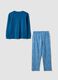 Blauer Pyjama aus reiner Bio-Baumwolle mit Rundhalsausschnitt_1