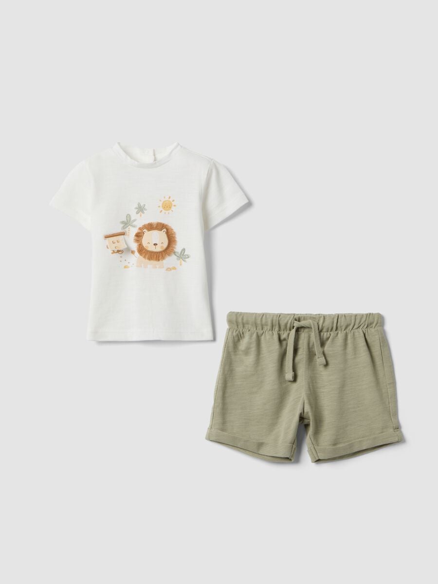 White organic cotton set with T-shirt and shorts_0