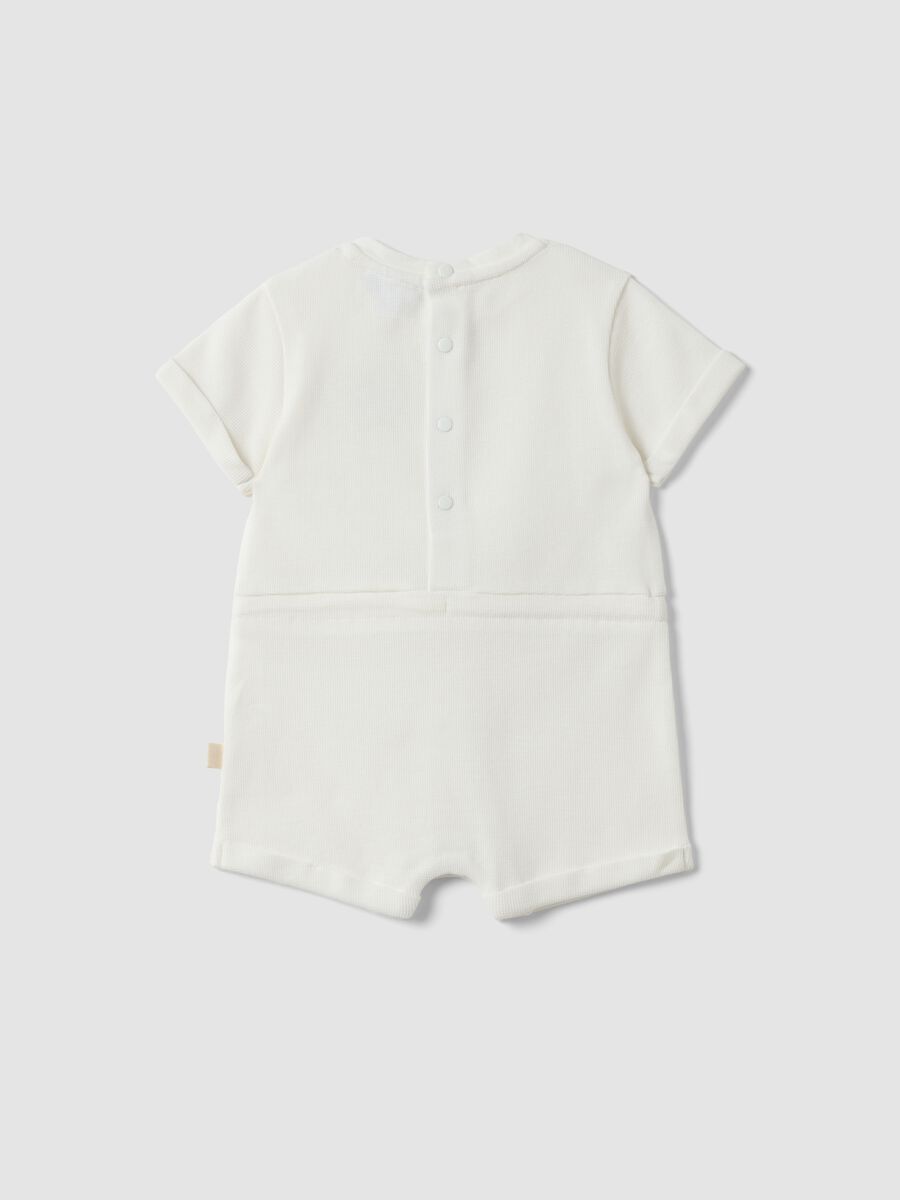 Newborn white pure cotton romper with short sleeves and embroidery_1