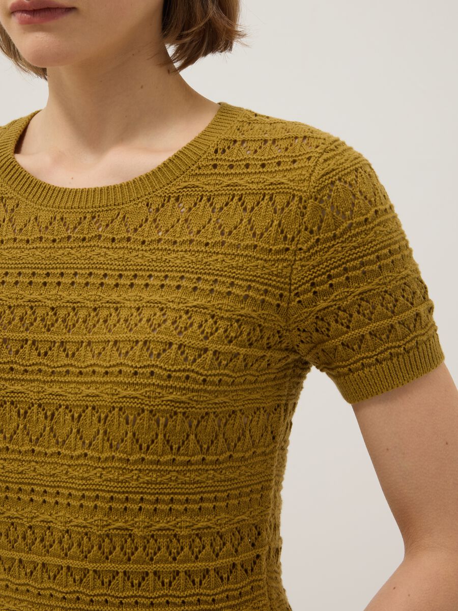 Yellow pure cotton regular fit knitted shirt_3