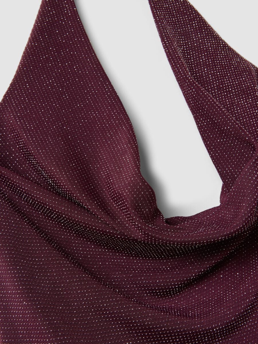 Camiseta de tirantes violeta en tejido el&aacute;stico con escote suave drapeado_5