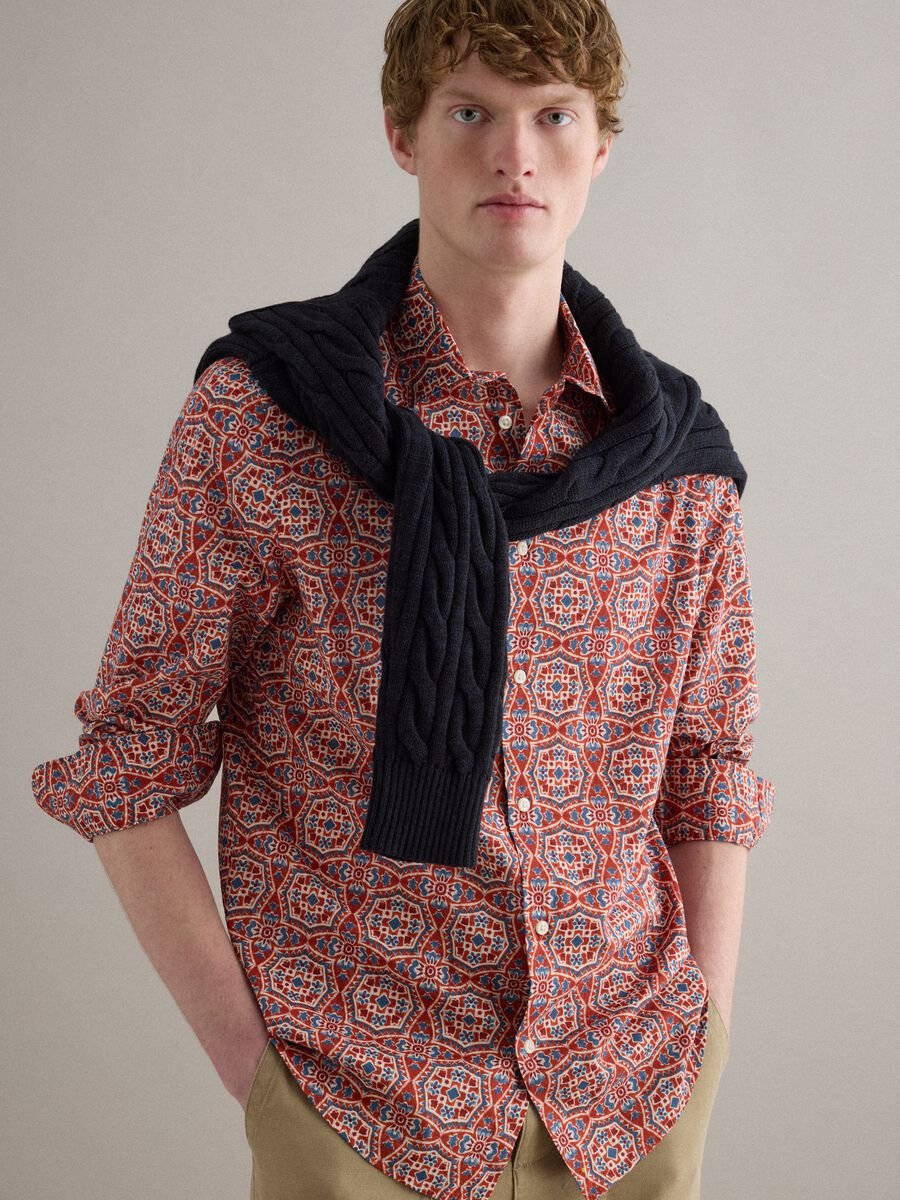 Multicolour pure cotton shirt regular fit with pattern_0