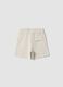 Beige pure cotton shorts with elasticated waist for boys, relaxed fit_1