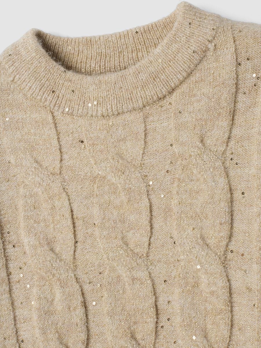 Beige marl stretch crew-neck jumper, regular fit_1