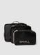 Set di tre organizer neri da viaggio con zip rosa_0