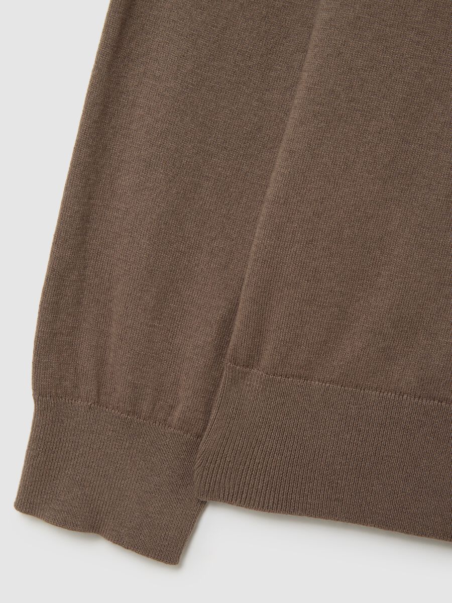 Regular-fit brown cotton blend polo shirt_5