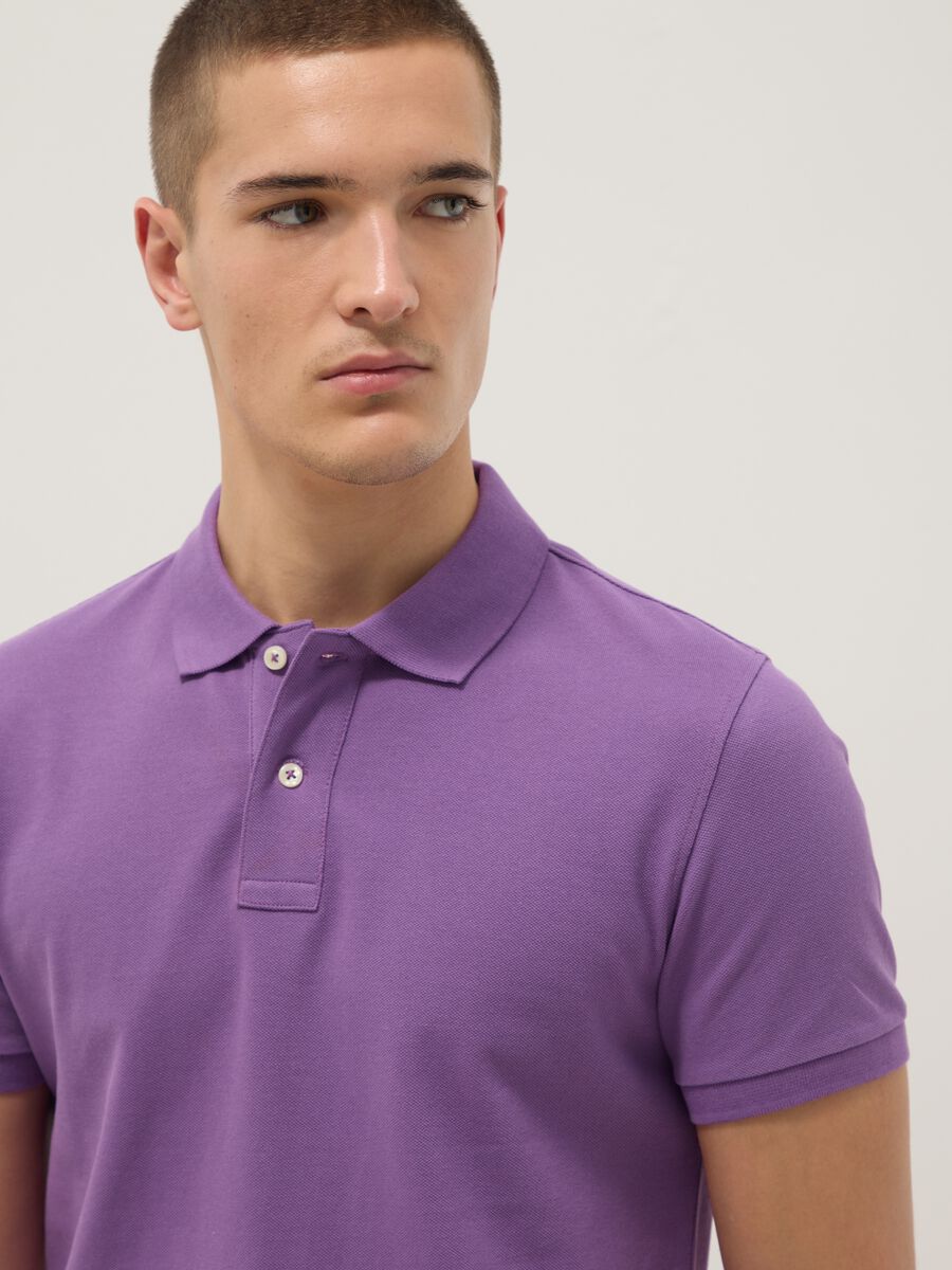 Purple slim fit pure cotton short sleeve polo_3