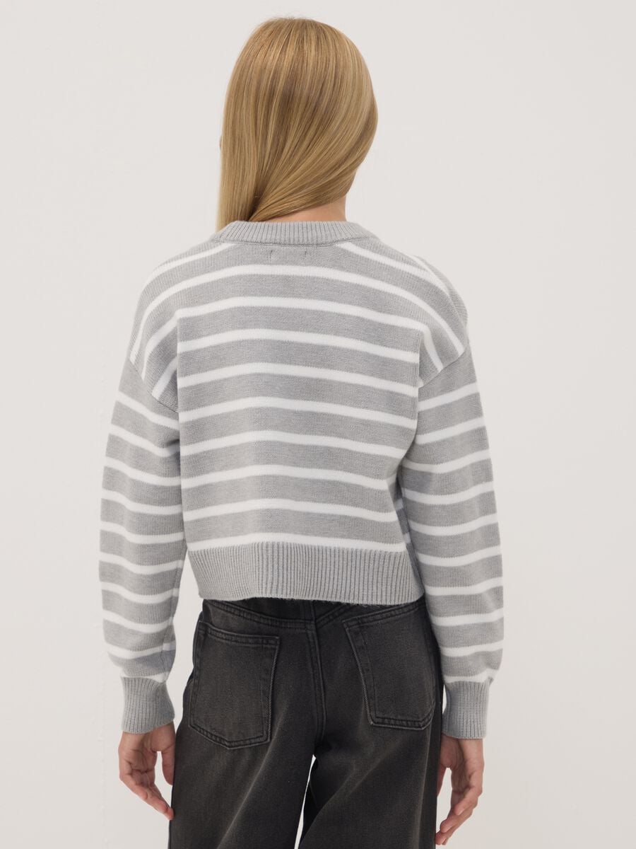 Grey striped viscose-blend crew-neck jumper_2