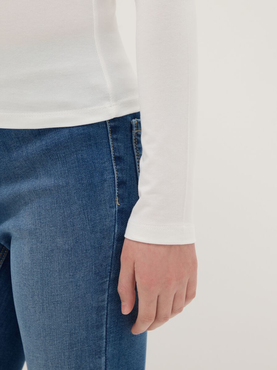 Girls' Slim Fit White Long Sleeve Cotton Blend Top_2