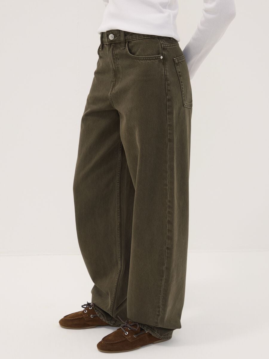 Jeans verdi in puro cotone barrel fit_2