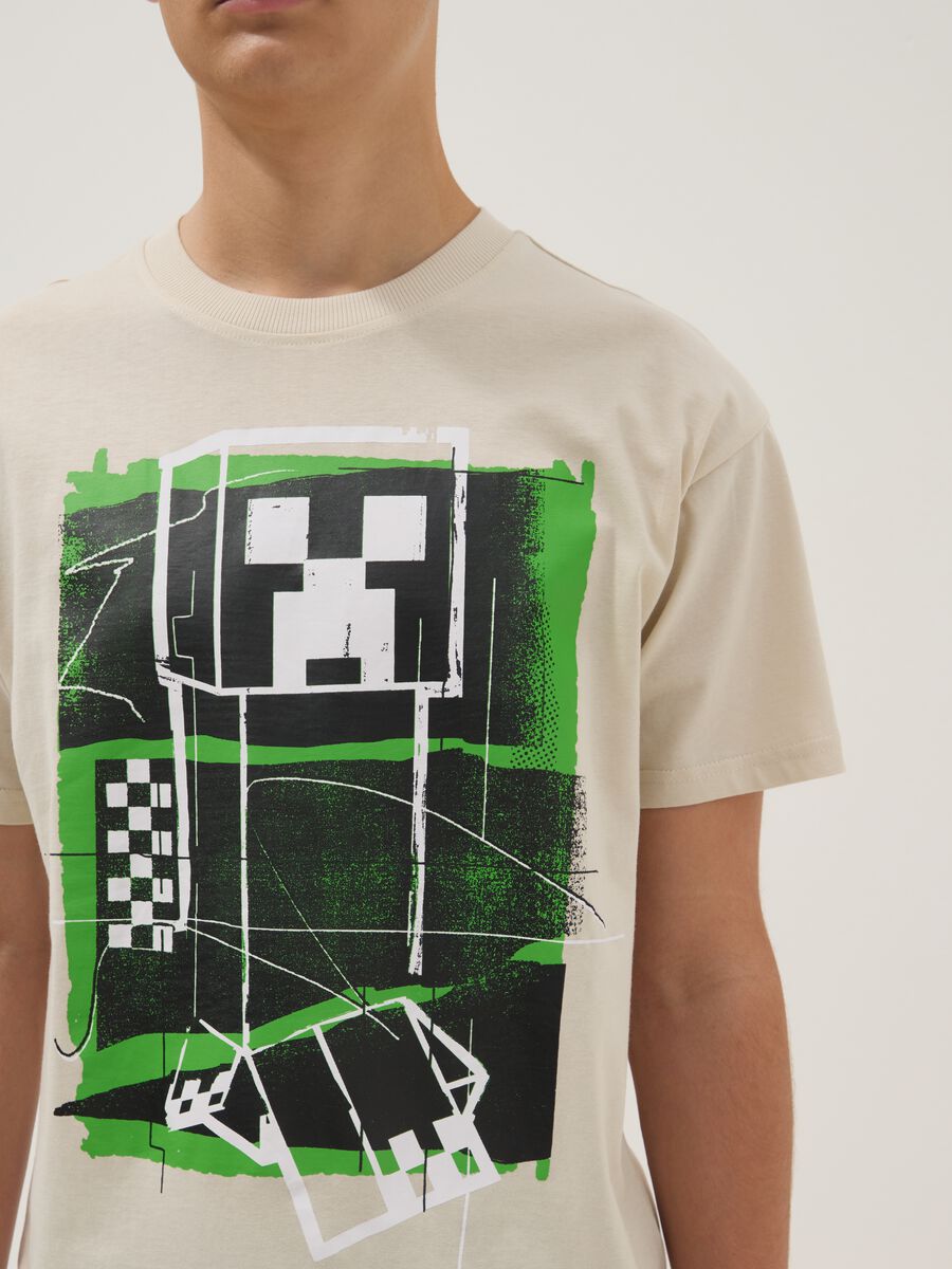 Camiseta Beige de Algod&oacute;n Puro para Chico con Ajuste Relajado y Estampado_2