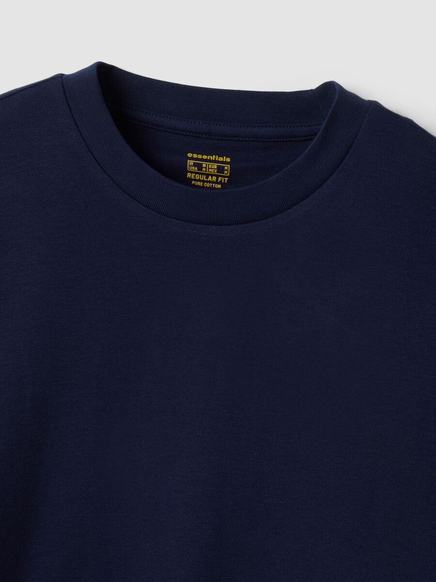 T-shirt blu in puro cotone girocollo regular fit_1