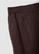 Braune gestreifte Viskose-Mix Hose mit weitem Bein_5