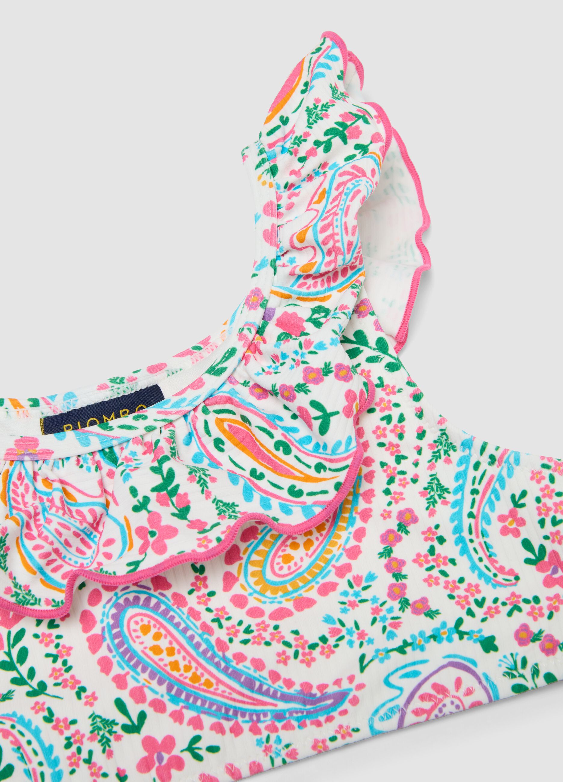 Multicolour stretchy bikini with ruffles