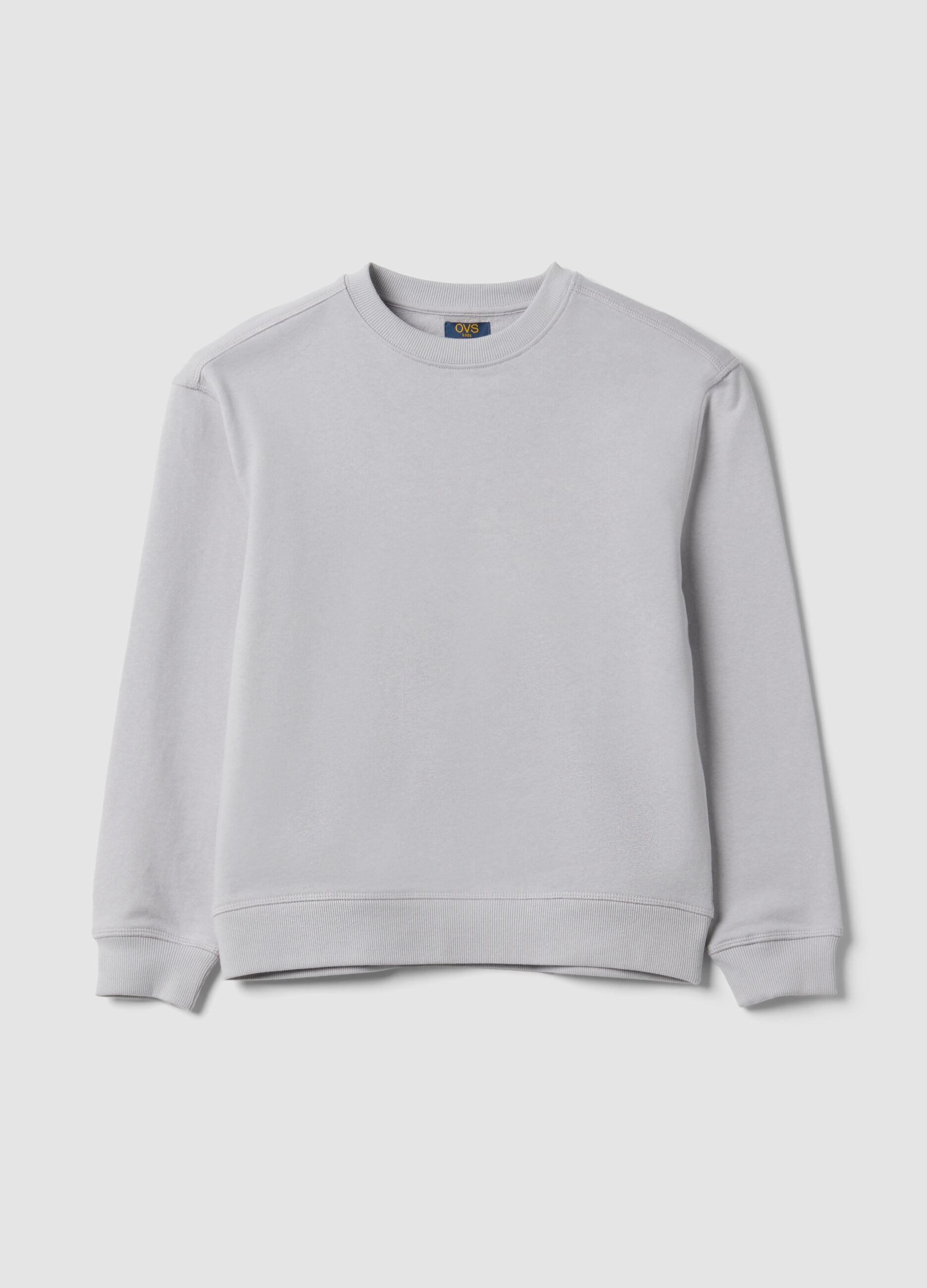 Graues Sweatshirt aus reiner Baumwolle mit Rundhalsausschnitt f&uuml;r Jungen, Relaxed Fit