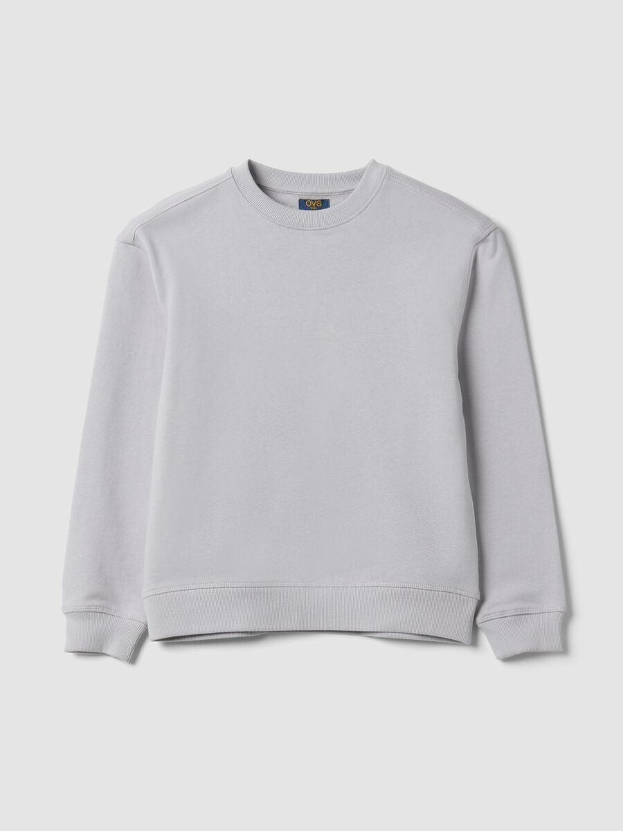 Graues Sweatshirt aus reiner Baumwolle mit Rundhalsausschnitt f&uuml;r Jungen, Relaxed Fit_0