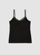 Black stretch viscose vest top with deep V-neck lace trim_5