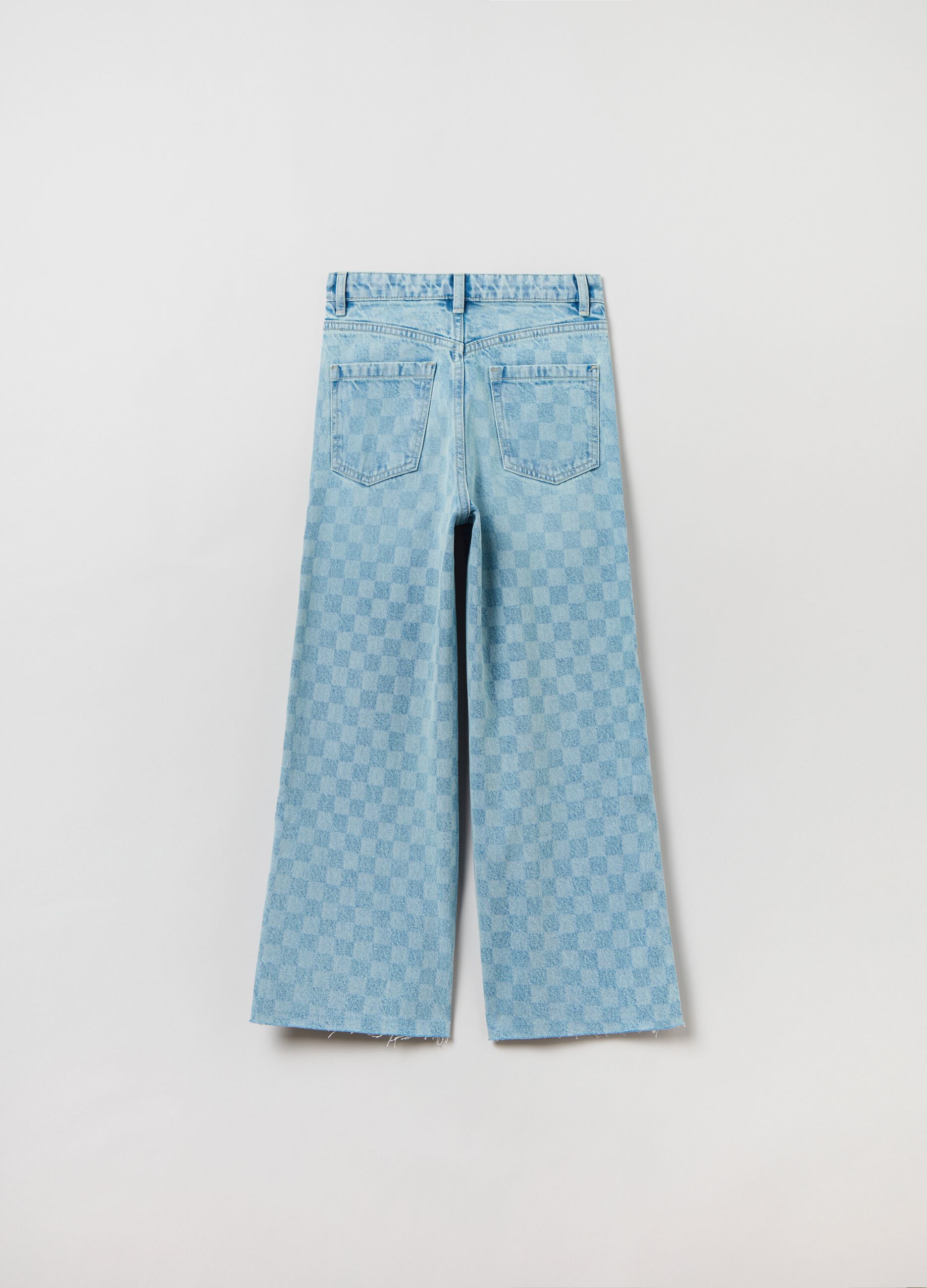 Culotte jeans with chess pattern_1