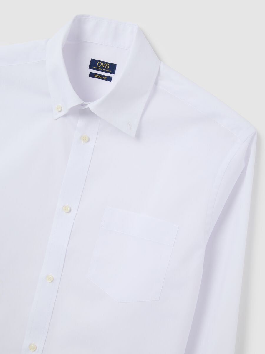 White cotton blend regular fit easy iron shirt_5