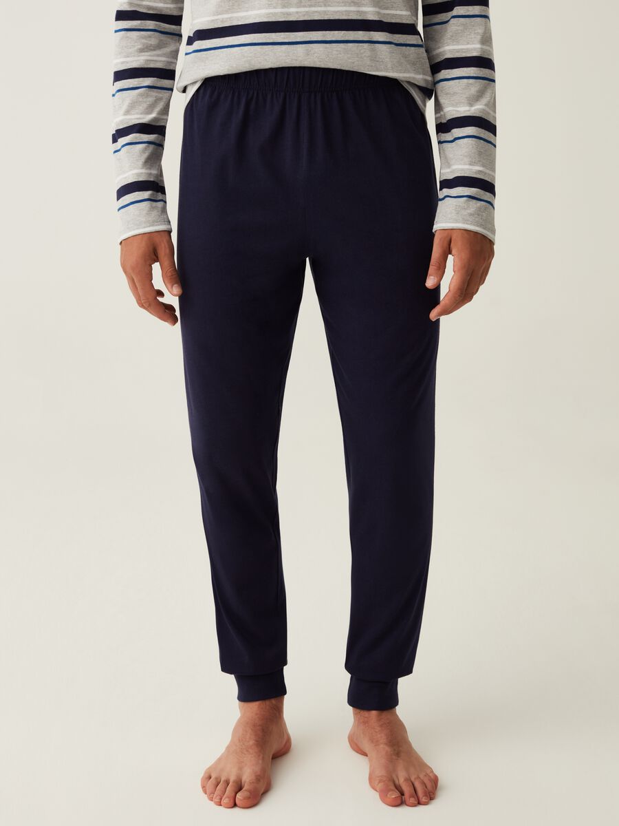 Full-length pyjamas with granddad neckline top_3