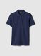 Blue pure cotton short-sleeve polo shirt, regular fit_4