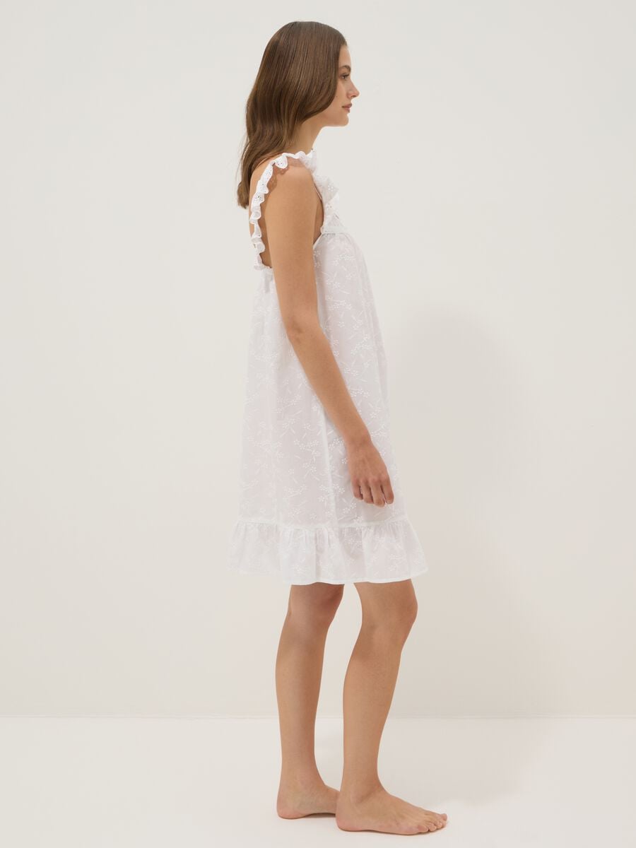 White organic cotton nightdress with ruffles_1