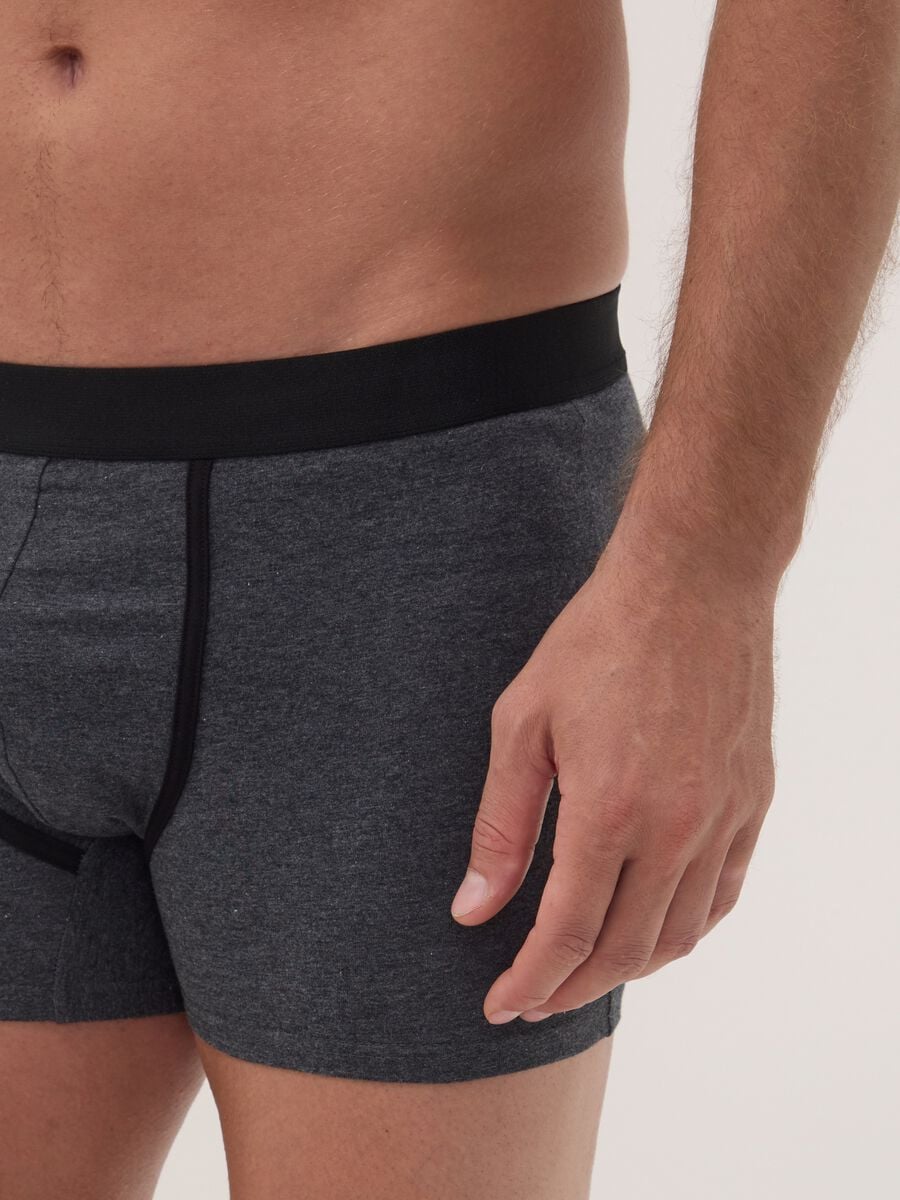 Pack of 3 grey midi boxer briefs in stretch organic cotton_3