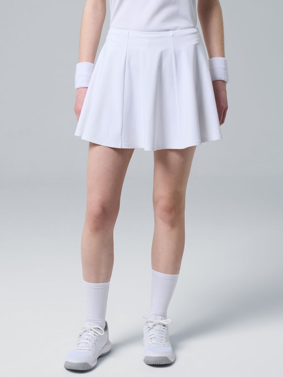 White ALTAVIA COURT sports skirt in stretch technical fabric with integrated shorts_3